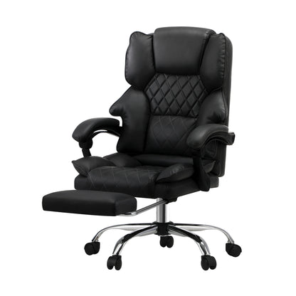 Massgae Office Chair Recliner Racing Computer Chairs PU Footrest Black