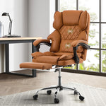 Gaming Office Chair Massage PU Leather Adjustable Brown