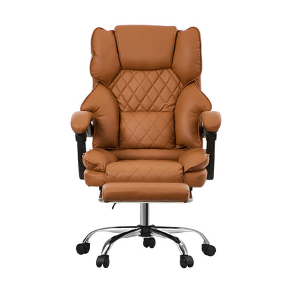 Gaming Office Chair Massage PU Leather Adjustable Brown