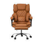 Gaming Office Chair Massage PU Leather Adjustable Brown