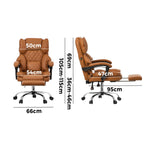 Gaming Office Chair Massage PU Leather Adjustable Brown