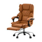 Gaming Office Chair Massage PU Leather Adjustable Brown