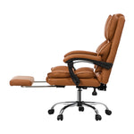 Gaming Office Chair Massage PU Leather Adjustable Brown