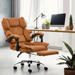 Gaming Office Chair Massage PU Leather Adjustable Brown
