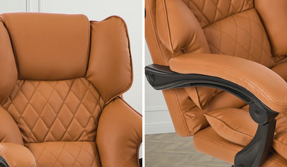 Gaming Office Chair Massage PU Leather Adjustable Brown