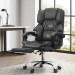 Massgae Office Chair Recliner Racing Computer Chairs PU Footrest Grey