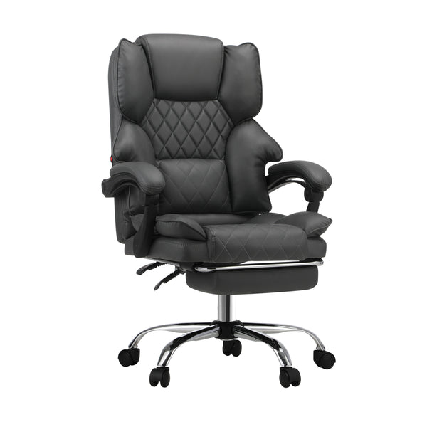  Massgae Office Chair Recliner Racing Computer Chairs PU Footrest Grey