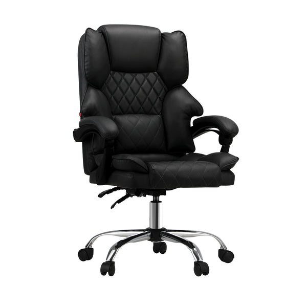  Massgae Office Chair Computer Racer PU Leather Seat Recliner Black