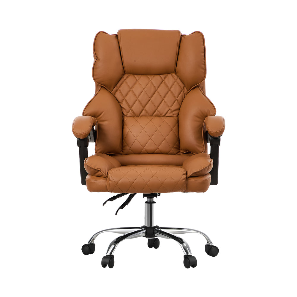 Massage Office Chair Premium PU Leather Gaming Seat Brown