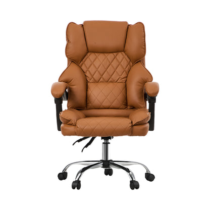 Massage Office Chair Premium PU Leather Gaming Seat Brown