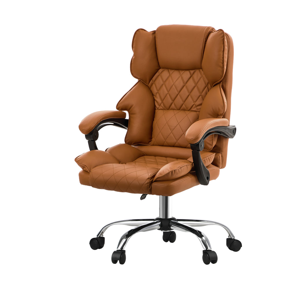 Massage Office Chair Premium PU Leather Gaming Seat Brown