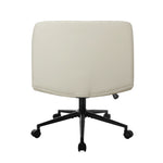 Mid Back Office Chair Wide Seat with Wheels Leather Beige