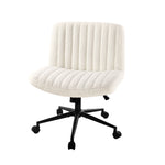 Mid Back Office Chair Wide Seat with Wheels Sherpa White