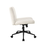 Mid Back Office Chair Wide Seat with Wheels Sherpa White