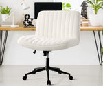 Mid Back Office Chair Wide Seat with Wheels Sherpa White