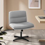 Mid Back Armless Office Chair Wide Seat Linen Beige