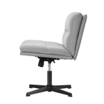 Mid Back Armless Office Chair Wide Seat Linen Beige