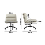 Mid Back Office Chair Wide Seat Leather Beige with Wheels