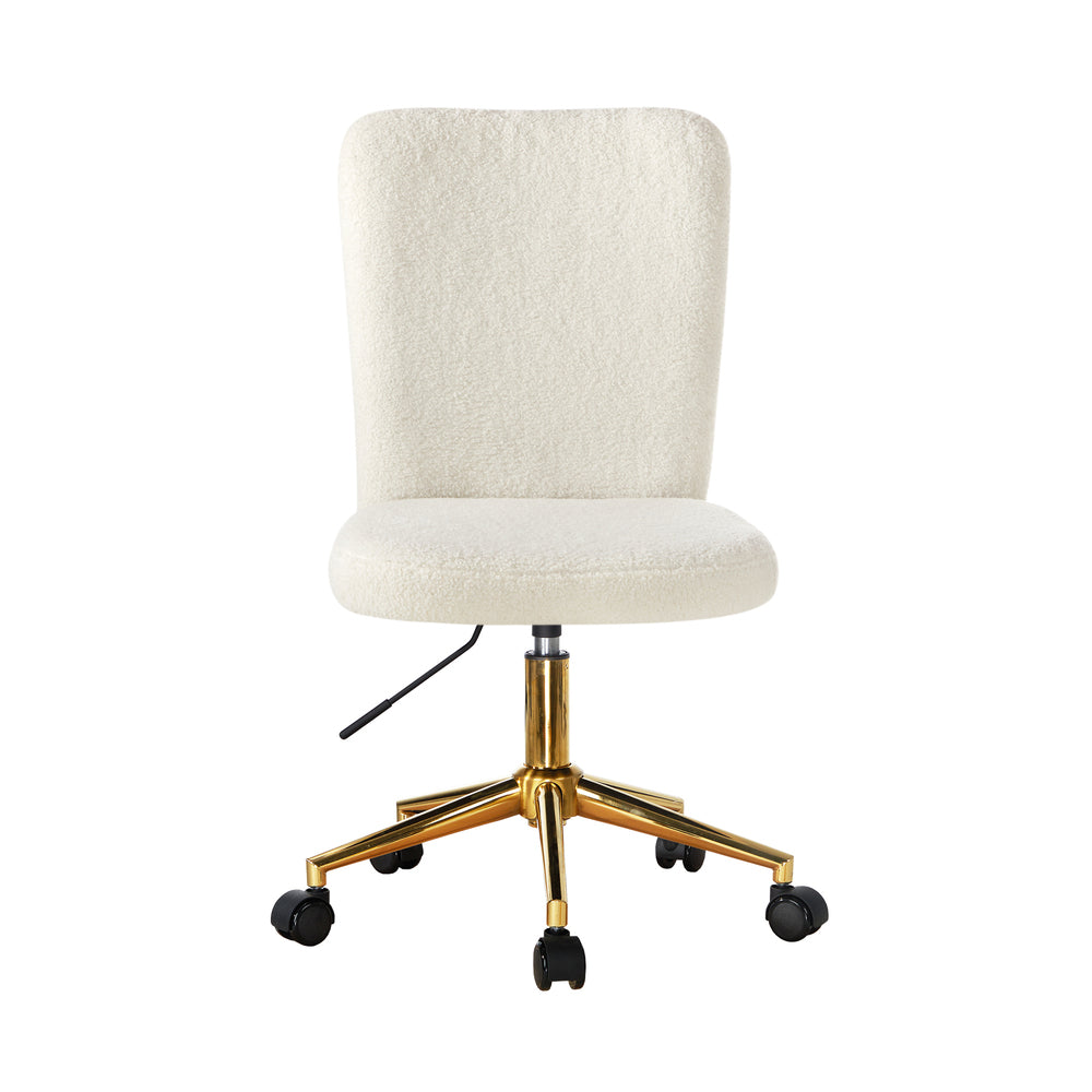 Armless Home Office Chair Boucle White&Gold