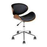 Wooden Office Chair Leather Seat Black And Brown