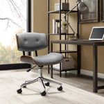 Durable Wooden Office Chair Fabric Seat Grey