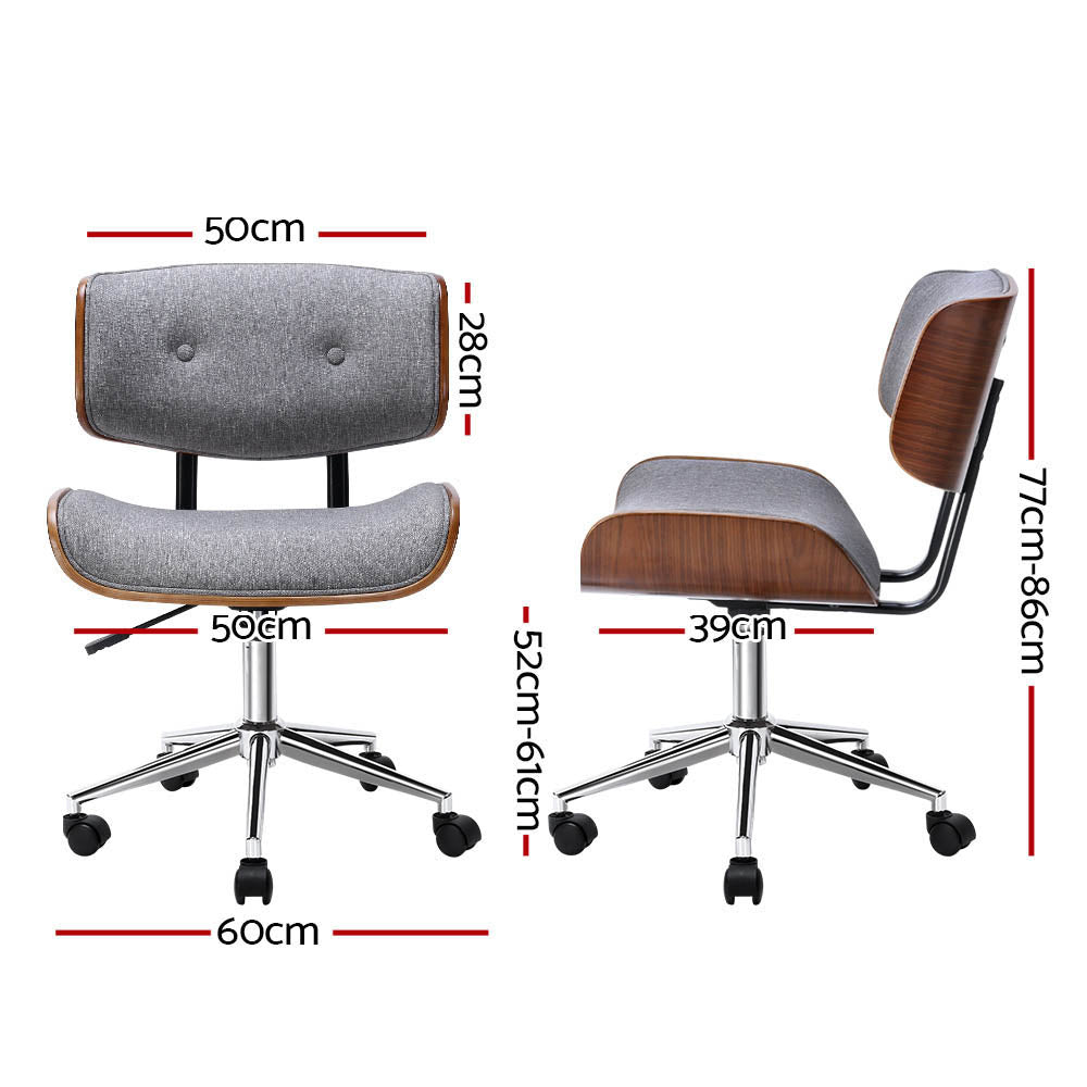 Durable Wooden Office Chair Fabric Seat Grey