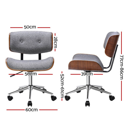 Durable Wooden Office Chair Fabric Seat Grey