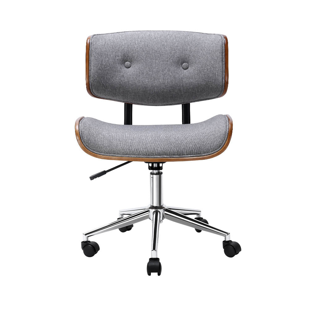Durable Wooden Office Chair Fabric Seat Grey