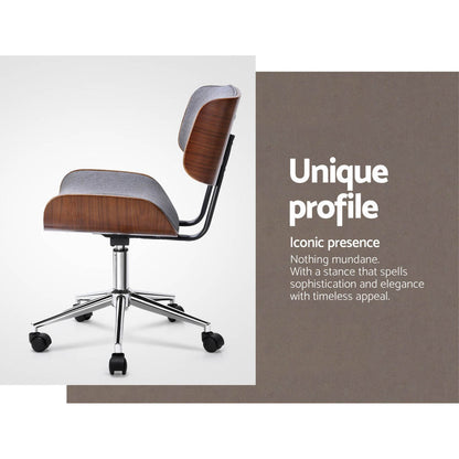 Durable Wooden Office Chair Fabric Seat Grey