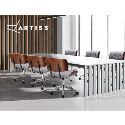 Durable Wooden Office Chair Fabric Seat Grey
