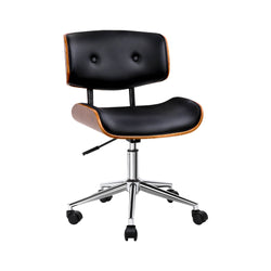 Durable Wooden Office Chair Fabric Seat Black