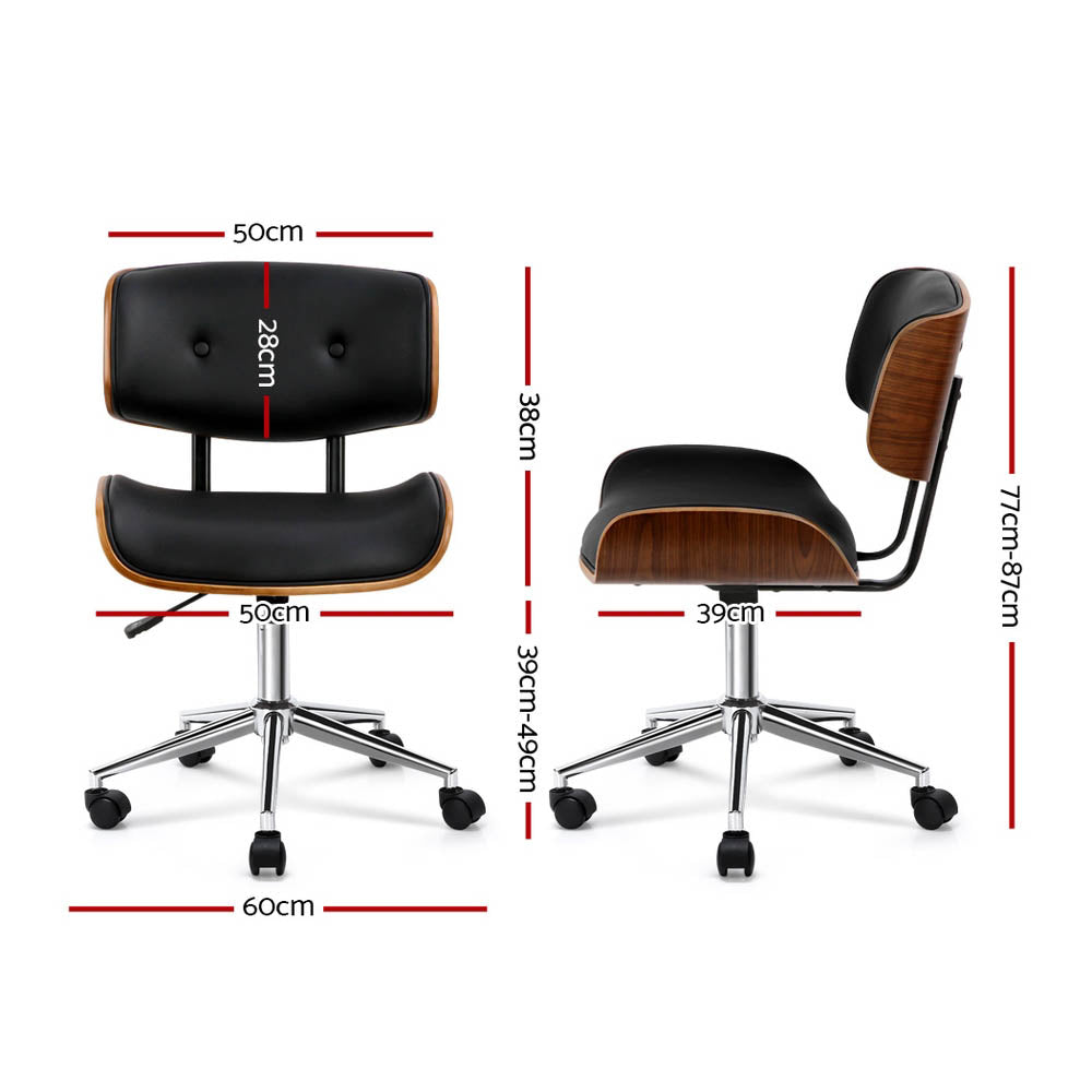 Durable Wooden Office Chair Fabric Seat Black