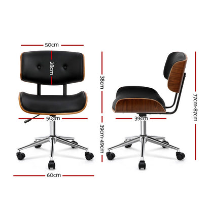Durable Wooden Office Chair Fabric Seat Black