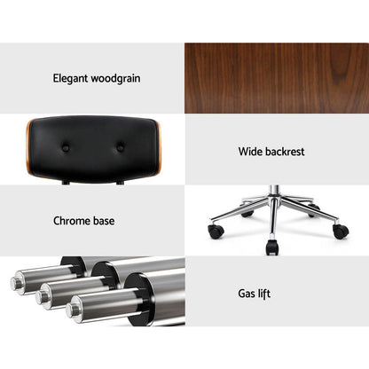 Durable Wooden Office Chair Fabric Seat Black