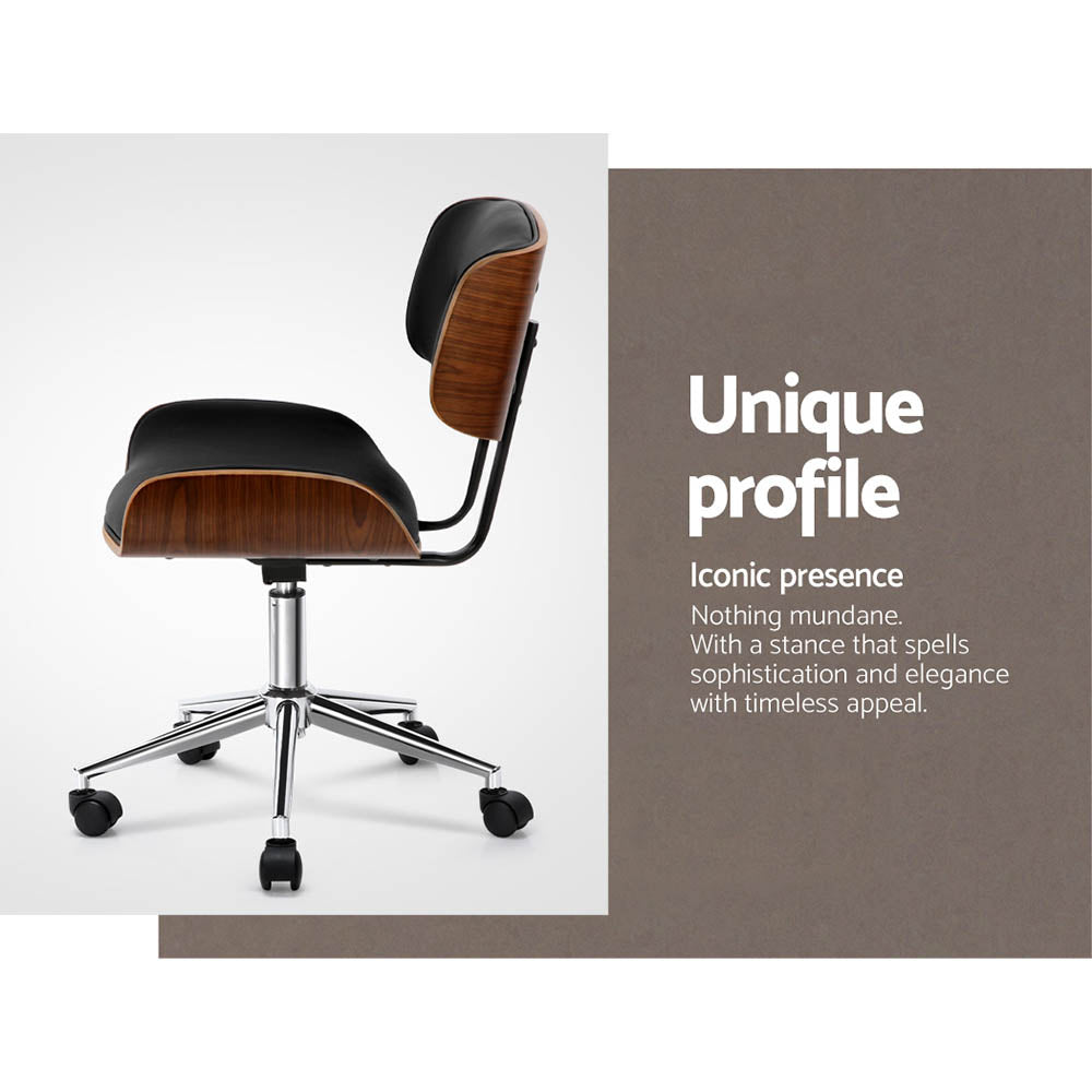 Durable Wooden Office Chair Fabric Seat Black