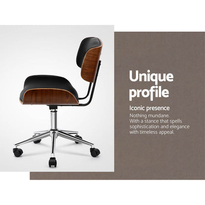 Durable Wooden Office Chair Fabric Seat Black