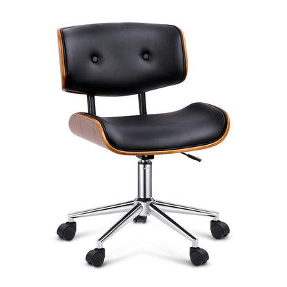 Durable Wooden Office Chair Fabric Seat Black