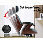 Durable Wooden Office Chair Leather Seat Black
