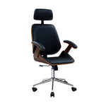 Durable Wooden Office Chair Leather Seat Black