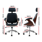 Durable Wooden Office Chair Leather Seat Black