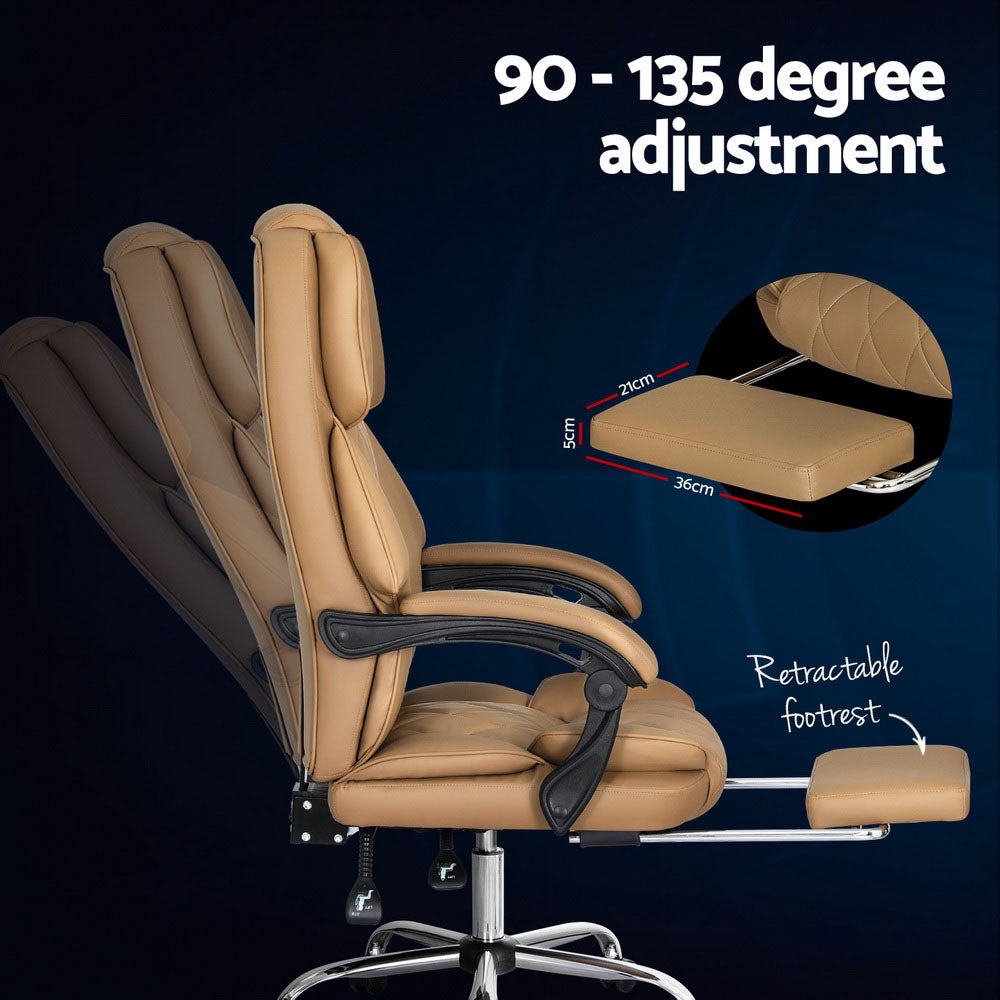 Executive Office Chair Leather Recliner Espresso