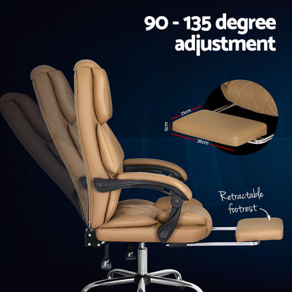 Executive Office Chair Leather Recliner Espresso