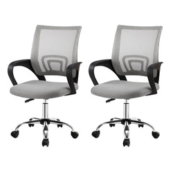 2x Mesh Office Chair Mid Back Grey