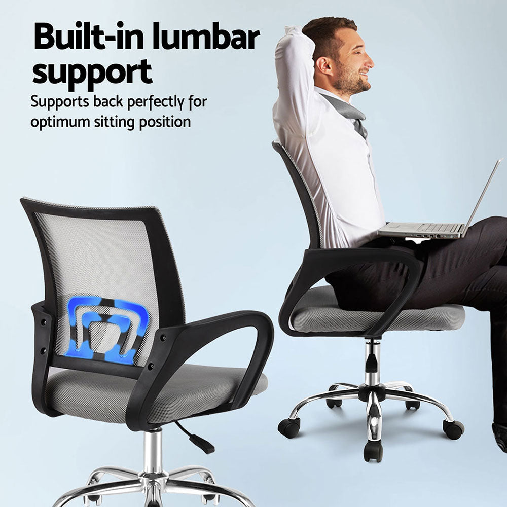 2x Mesh Office Chair Mid Back Grey