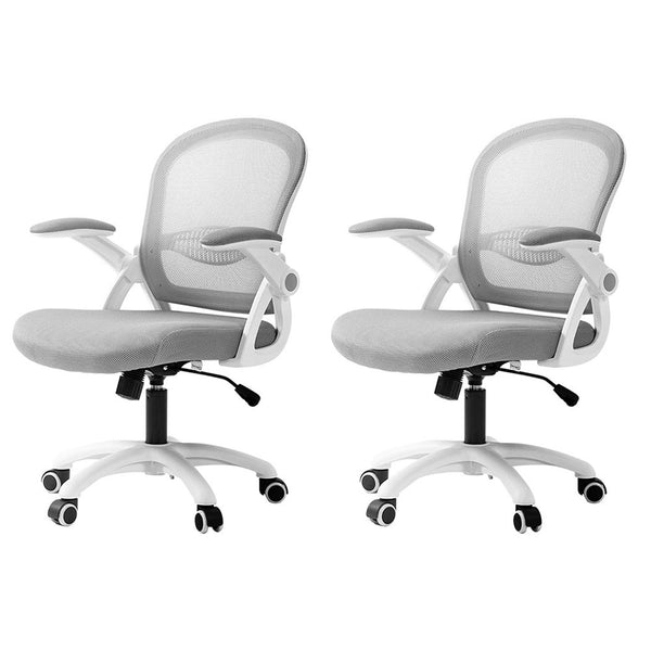  2x Mesh Office Chair Computer Gaming Desk Chairs Work Study Mid Back Grey