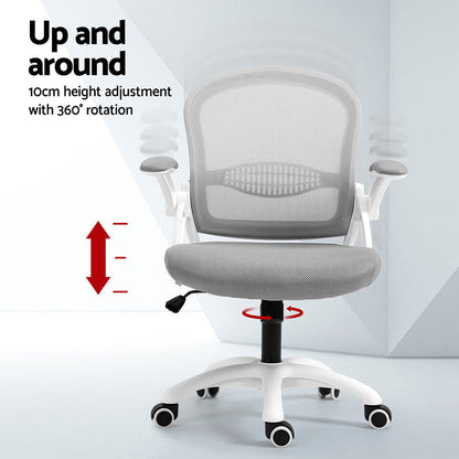 2x Mesh Office Chair Computer Gaming Desk Chairs Work Study Mid Back Grey