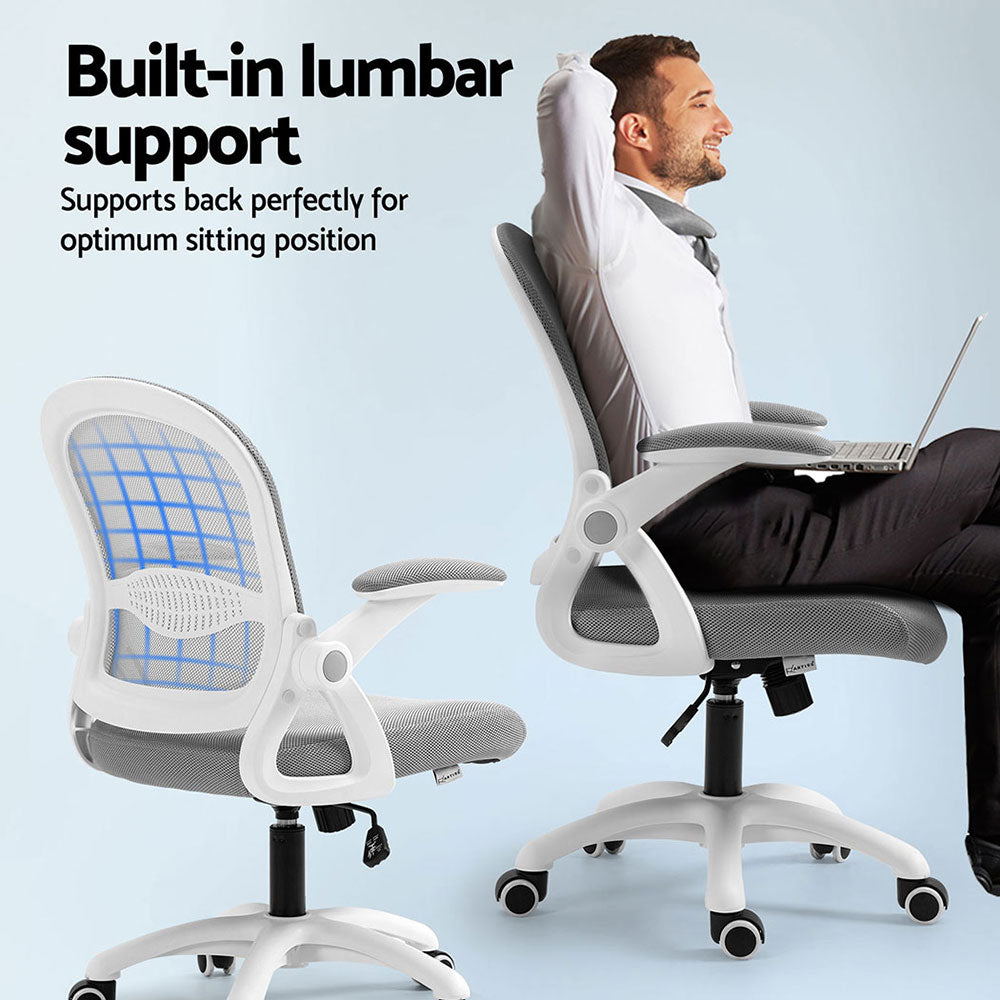 2x Mesh Office Chair Computer Gaming Desk Chairs Work Study Mid Back Grey