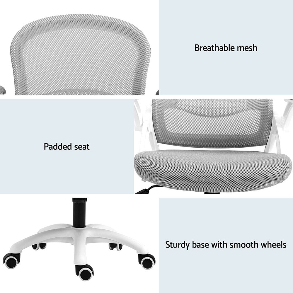 2x Mesh Office Chair Computer Gaming Desk Chairs Work Study Mid Back Grey