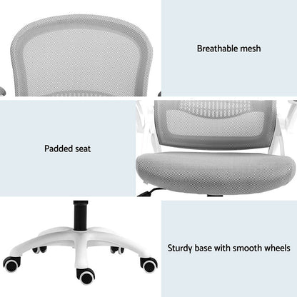 2x Mesh Office Chair Computer Gaming Desk Chairs Work Study Mid Back Grey