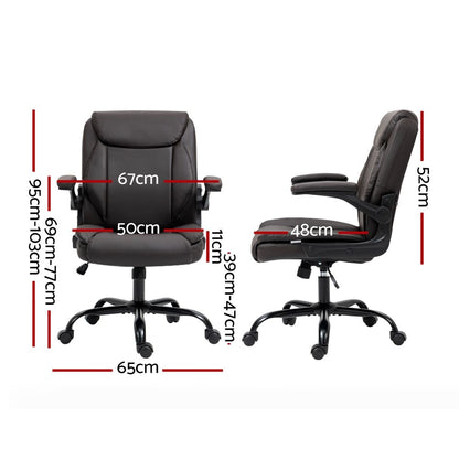 Executive Office Chair Mid Back Brown